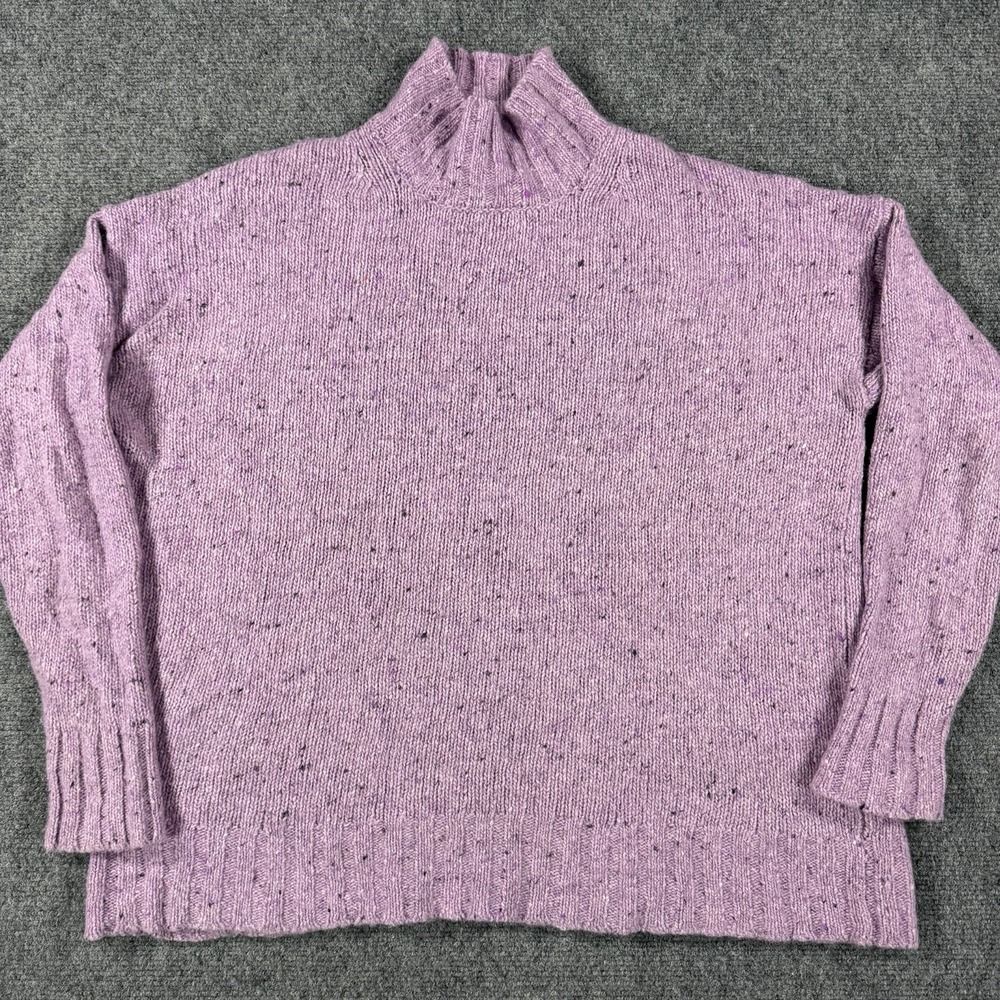 J Crew Sweater Womens Small Purple Merino Wool Alpaca Turtleneck Oversized